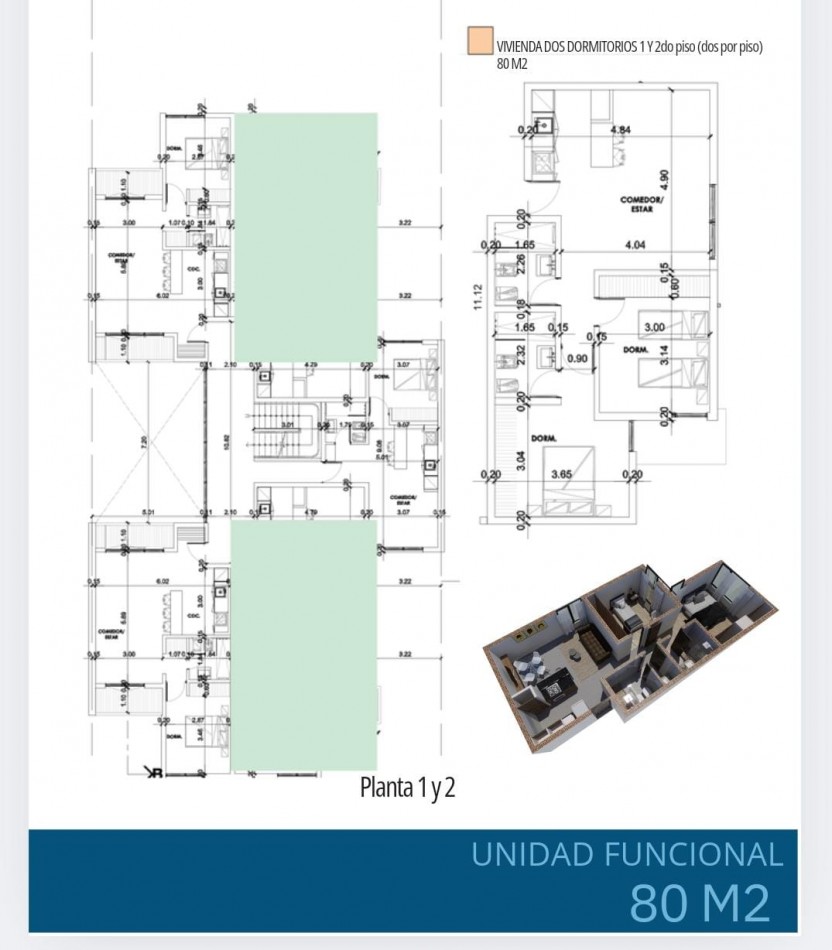 VENTA DEPTOS EN POZO 65 MTS Y 80 MTS CUADRADOS 