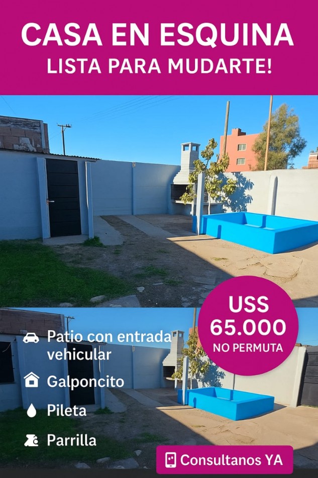 VENTA CASA EN ESQUINA 2 DORMITORIOS