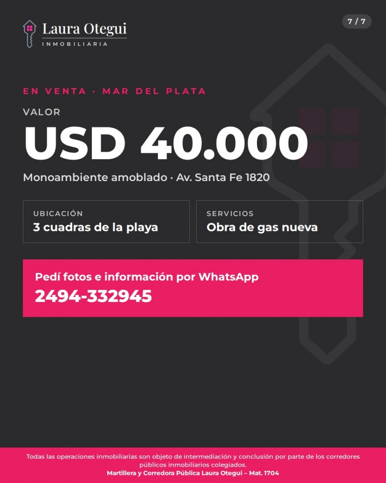 VENTA MONOAMBIENTE ZONA CENTRO